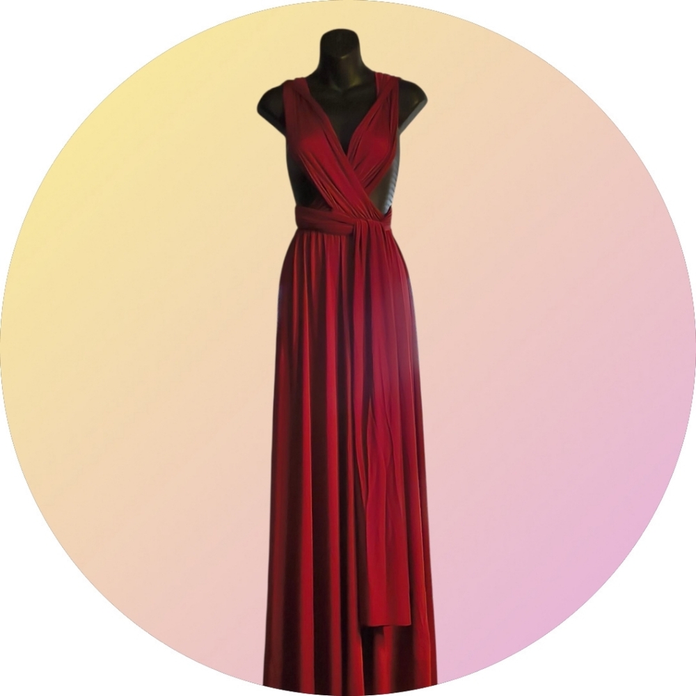 One Dress With Many Different Looks!Burgundy Dress You Can Design (Sz M)